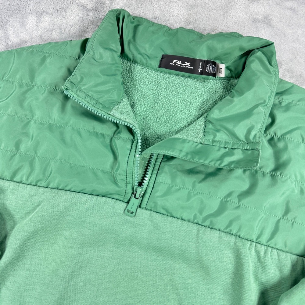 RALPH LAUREN RLX Quilted 1/4 Zip Pullover Women Size M Green Sweatshirt